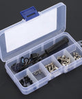 Super Tight Industrial Sewing Machine Screw Kit With Stainless Steel Shrapnel And Needle Parts To Fix Presser Feet Bobbins Fast in clear storage box