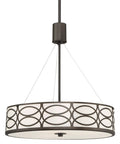 Dope 18 Inch 3 Light Metal Drum Chandelier With Glass Diffuser In Oil Rubbed Bronze Finish Transitional Style Lighting