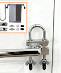 Portable Travel Door Lock Heavy Duty Security Lock For Outward Opening Doors, stainless steel with components displayed