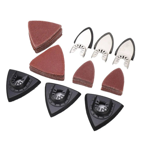 106 Piece Oscillating Tool Sanding Pads Kit For Wood Metal Gypsum With 6 Finger Sanding Pads And 100 Sandpaper Sheets displayed