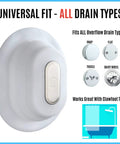 Adjustable Overflow Drain Cover For Deeper Baths Up To 4.5 Inches, Fits All Drain Types, Silicone White Tub Upgrade Accessory
