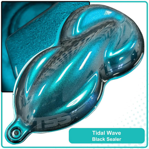 Professional Grade Automotive Basecoat Paint Gallon With Ready Mix Fast Spray Formula Included Along With Slow Reducer Blend For Smooth Roll Out Finishes That Look Absolute Fire On Custom Rides in Tidal Wave color swatch.