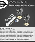 Sportsman Tie Rod End Kit For ATV UTV Steering Upgrade Direct Fit Premium Steel Replacement Beefed Up Front End Includes Two Tie Rods Four Ends Cotter Pins And Jam Nuts Easy Installation, ATV tie rod end kit with steel ends and hardware