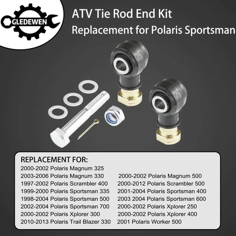 Sportsman Tie Rod End Kit For ATV UTV Steering Upgrade Direct Fit Premium Steel Replacement Beefed Up Front End Includes Two Tie Rods Four Ends Cotter Pins And Jam Nuts Easy Installation, ATV tie rod end kit with steel ends and hardware
