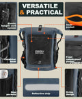 Heavy Duty Waterproof Dry Bag Backpack 35L 55L 85L with Roll Top Closure, elastic bungee cord, carabiner hook, reflective strip