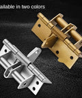 Heavy Duty Spring Loaded Cabinet Hinges With Fully Automatic Self Closing For Flawless 90 Degree Alignment and Silky Smooth Swing in silver and gold.