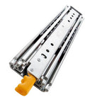 44 Inch Cabinet Locking Rail Set With Locking Runners and Full Extension Ball Bearing Slides for Heavy Duty Drawers Cold Rolled Steel Construction With Blue Zinc Finish for Rust Resistance, angled view