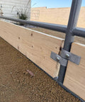 Heavy Duty Galvanized Horse Panel Clamps Fit 1 5 8 Inch Livestock Corral Fencing Attaches Wood Boards To Round Pens And Stall Walls No Weld Barn Setup Quick No Sweat Install 8 Pack with wood and metal connection.