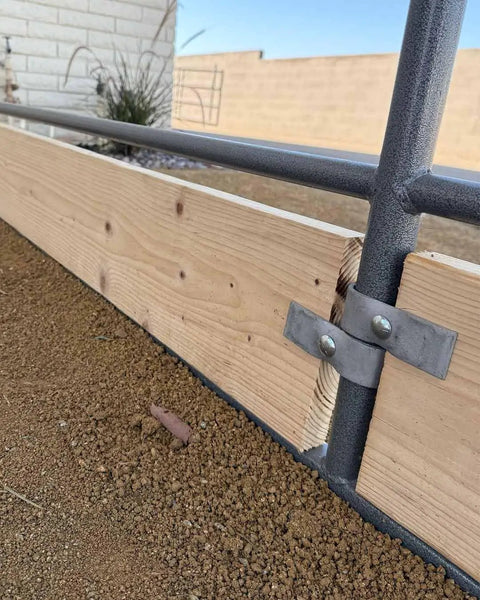 Heavy Duty Galvanized Horse Panel Clamps Fit 1 5 8 Inch Livestock Corral Fencing Attaches Wood Boards To Round Pens And Stall Walls No Weld Barn Setup Quick No Sweat Install 8 Pack with wood and metal connection.