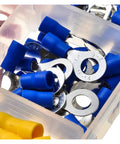 Get Your Hands On This 300 Piece Set Of Red Blue And Yellow Cold Pressed Butt Splice Terminals For Easy Male Female Wire Connections That Are Built To Last With A Handy Storage Box Included For All Your DIY Electrical Fixes And Car Repairs., 300-piece blue and yellow insulated butt splice terminals in storage box