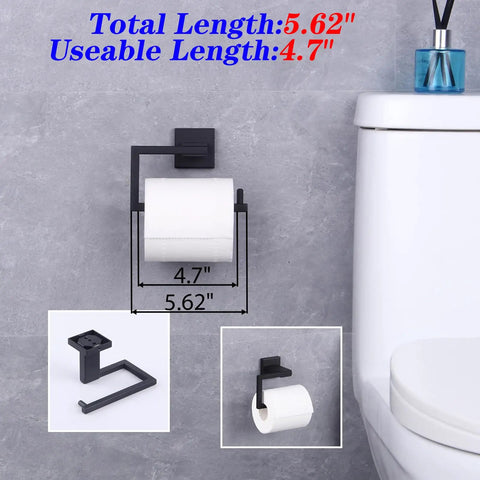 Matte Black Stainless Steel Bath Accessory Set 2 Piece Toilet Paper Holder And Towel Ring SUS304 Rustproof Installation Detail