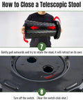 Person demonstrating how to close Ultra Sturdy Foldable Stool for Outdoor Adventures Portable Collapsible Chair, instructions visible.