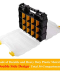Double Sided 34 Compartment Hardware Organizer Box With Removable Dividers Transparent Durable Plastic Case
