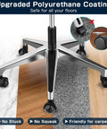 Swap Out Your Clunky Rollers With Heavy Duty Smooth Rolling Office Chair Ball Casters Set Of 5 Featuring Precision Bearings and Thick Polyurethane Wheels That Glide Flawlessly Across Hardwood Floors Up To Two Thousand Pounds, showcasing upgraded polyurethane casters and chair base on hardwood and carpet.