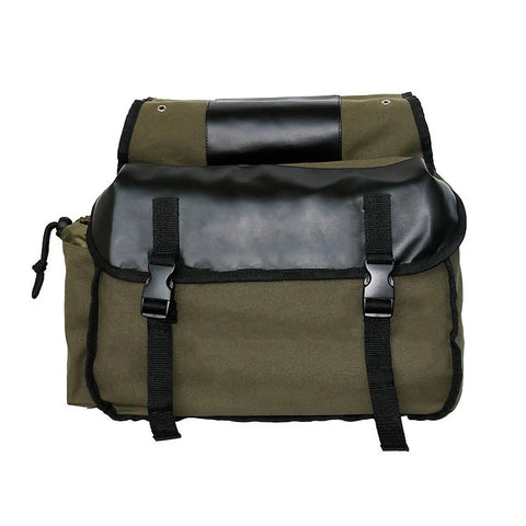 Khaki waterproof large capacity multifunction bike bag with tear resistant double panniers front view