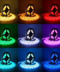RGB LED Light Strip Remote Controller Dimmer With Wireless IR 44 Keys in various vibrant color modes and brightness settings.