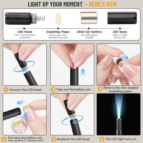 Step-by-step assembly of LED light in 7 In 1 Dope Multitool Pocket Knife With LED Light And Glass Breaker And Fire Starter 440C Steel Folding Knife.