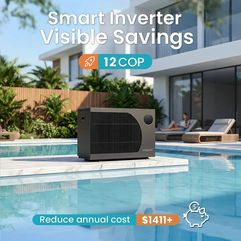 Super Slick 35000 BTU Inverter Pool Heat Pump For Above Ground Or Inground Pools With Smart Wifi Control And Hella Efficient Electric Heating Technology Keep The Water Nice And Warm This Summer