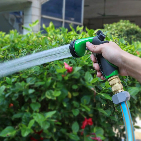 Full Flow Brass Garden Hose Quick Connect Fittings Set Built Heavy Duty With Full Port Brass Construction in use outdoors
