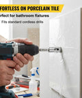 Diamond Drill Bit Set For Glass Tile And Porcelain Five Piece Kit From Three Sixteenths Inch To One Half Inch Pro Grade Smooth Cutting And Reduced Chipping Built For Home DIY Projects And Ceramic Pots And Quick Crack Free Holes used on porcelain tile with power drill.