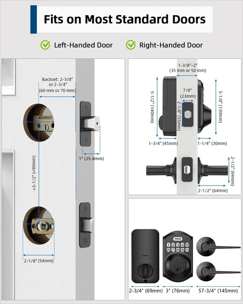 Electronic Keypad Deadbolt With Double Door Handles For Keyless Door Locking Matte Black Finish And Smooth Auto Secure Feature That Makes Front Door Upgrades A Major Game Changer For Homeowners Seeking Rock Solid Security Without Any Daily Headaches