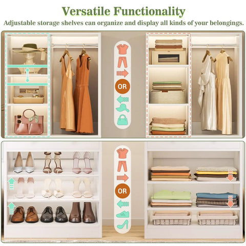 Big League White Closet Organizer System With Eight Deep Drawers And Triple Layer Shoe Rack for versatile storage options and organization.