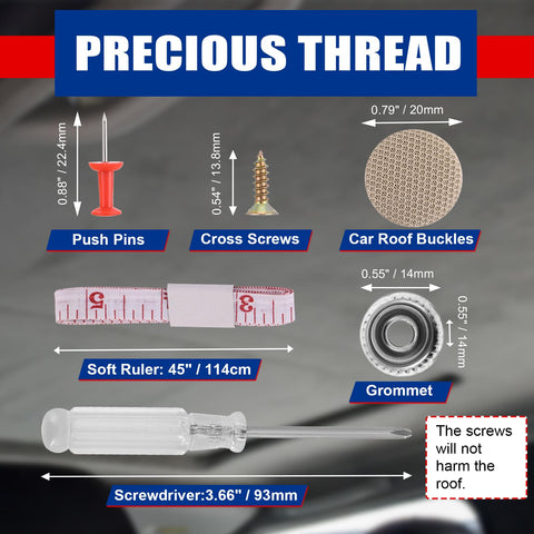 90Pcs Car Roof Headliner Repair Button Pins Kit With Installation Tool Universal Snap Rivets For Interior Ceiling Fixing Beige, components displayed with measurements