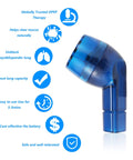 Mucus Clearing Lung Exerciser With Flutter Valve And Expiratory Trainer For At Home Breathing Rehab shown with benefits icons