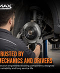 Mechanic installing Rear Brake Kit With Carbon Ceramic Rotors For 2010 To 2018 Hyundai Santa Fe Sport Santa Fe XL And 2011 To 2020 Kia Sorento OE Replacement Pads And Rotors Built For Real Deal Stopping Power