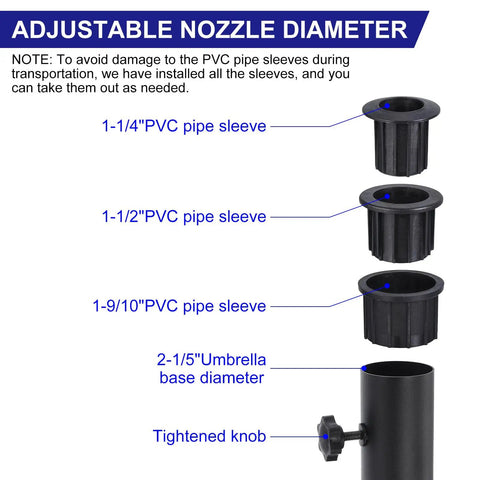 Two Pack Patio Umbrella Base Stand Kit With 2.16 Inch Tube Deck Mount Bracket Adjustable Sleeves For 1.25 Inch 1.5 Inch And 1.9 Inch Poles For Outdoor Garden Backyard Balcony