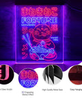 Lucky Cat Maneki Neko Ramen Neon Sign LED Light For Home Wall Decor Handmade Japanese Anime Dual Color Red And Blue 12 By 16
