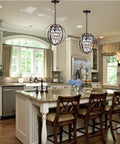 Bronze Vintage Crystal Pendant Light Fixture 1 Light Metal Hanging Chandelier in farmhouse kitchen over island