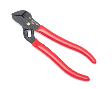 4-1/2 Inch Mini Tongue And Groove Pliers With V Shaped Jaws, Offset Design, Self Locking Adjustable Grip, Rivet Construction