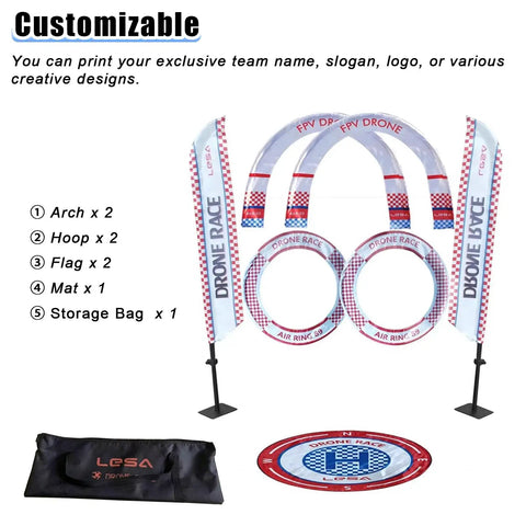 DIY Obstacle Course Kit For Drones Dope Hoop Gates And PVC Track For 23.6 Inch Quadcopter FPV RC Racing Training Set displayed parts