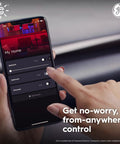 Person using app on smartphone for Smart LED Light Bulb Color Changing With WiFi And Bluetooth, Plug And Play Voice Control With Alexa And Google Home, A19 Shape, 1 Pack, No Hub Required, Remote Or App Control.