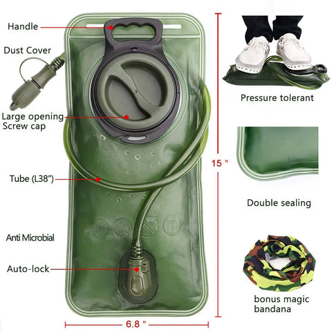 2L Hydration Bladder For Hiking Backpacks And Running Gear BPA Free Leak Proof Water Reservoir For Camping Cycling