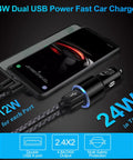 Road Ready Dual Port Usb Car Charger Two Pack Four Point Eight Amps Fast Charging Adapter Compatible With Smartphones Plug Straight Into Cigarette Lighter Super Smooth Drive with phone charging.