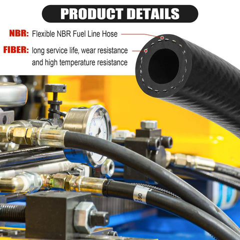 Three Eighth Inch ID Fuel Line Hose Ten Feet NBR Rubber Push Lock Truck Grade High Pressure 300 PSI For Automotive Fuel Systems And Engines Durable Fuel Line For Cars, coiled view