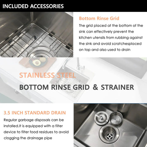 15 Inch Drop In Bar Sink Stainless Steel 16 Gauge Single Bowl Workstation Wet Prep Sink Top Mount For Small Kitchens showing rinse grid and strainer