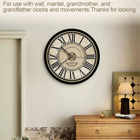 Vintage wall clock on a beige wall with Roman numerals, suitable for Brass Clock Hand Nut Set 9-Piece For Grandfather Clocks And Movements.