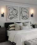 Bedroom with Battery Powered Wireless Wall Sconces With Remote Control Set Of 2 No Wiring Needed Black And Gold Dimmable Lights