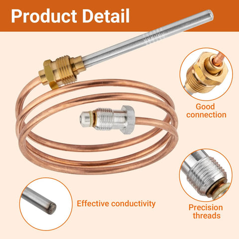 Cq100a1013 24-inch thermocouple with copper tubing and brass adapter fittings