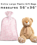 Pink Jumbo Plastic Gift Bag With Baby Girl Design Includes Tag And Tie 56 x 36 Inches Extra Large Perfect For Birthday Parties Baby Showers And Holidays