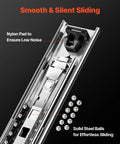 Close-up of Heavy Duty 30 Inch Drawer Slides 250 Lb Capacity with locking ball bearing side mounts showing nylon pad and steel balls