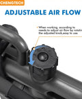 Close-up of adjustable airflow knob on Beefed Up Dual Air Gun Ionizing Tool 7KV Static Eliminator for electronics PCB work