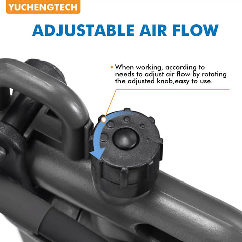 Close-up of adjustable airflow knob on Beefed Up Dual Air Gun Ionizing Tool 7KV Static Eliminator for electronics PCB work