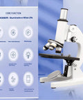 Kids High Power Microscope With 800X 1600X And 2500X Magnification Ideal For School Lab Or Homeschool Easy To Use Microscope Kit Display