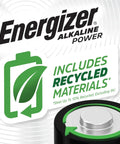 Energizer Heavy Duty Size D Alkaline Batteries 12 Pack with green recycling symbol and logo for eco-conscious users.