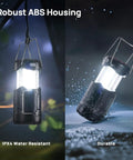 Two Pack Collapsible LED Camping Lanterns USB-C Rechargeable And Battery Powered 2-In-1 Emergency Light With Flashlight And Magnetic Base For Power Outages Hurricane Prep Survival Kits Black