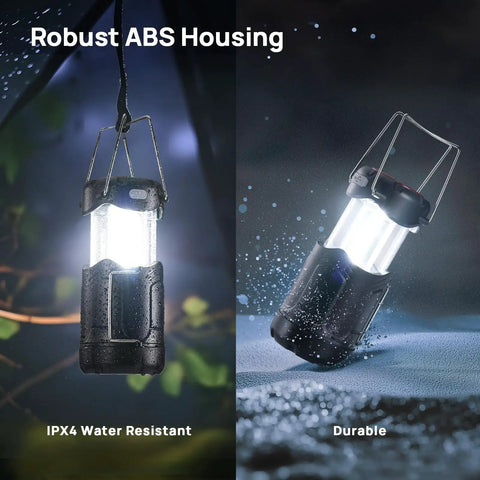 Two Pack Collapsible LED Camping Lanterns USB-C Rechargeable And Battery Powered 2-In-1 Emergency Light With Flashlight And Magnetic Base For Power Outages Hurricane Prep Survival Kits Black